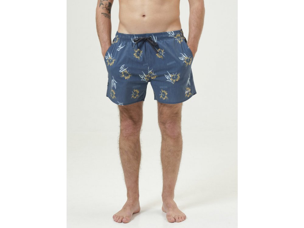 Basehit Men's Printed Packable Volley Shorts PR237 Navy