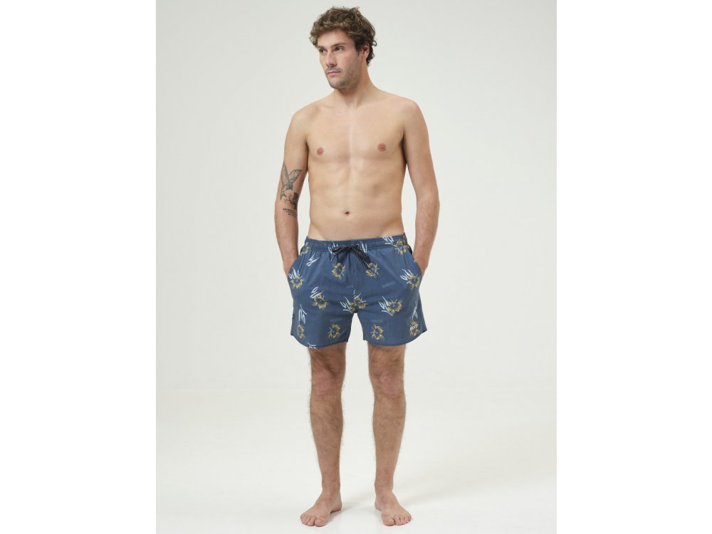 Basehit Men's Printed Packable Volley Shorts PR237 Navy