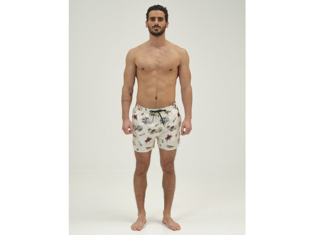 Emerson Men's Printed Volley Shorts Pale Yellow