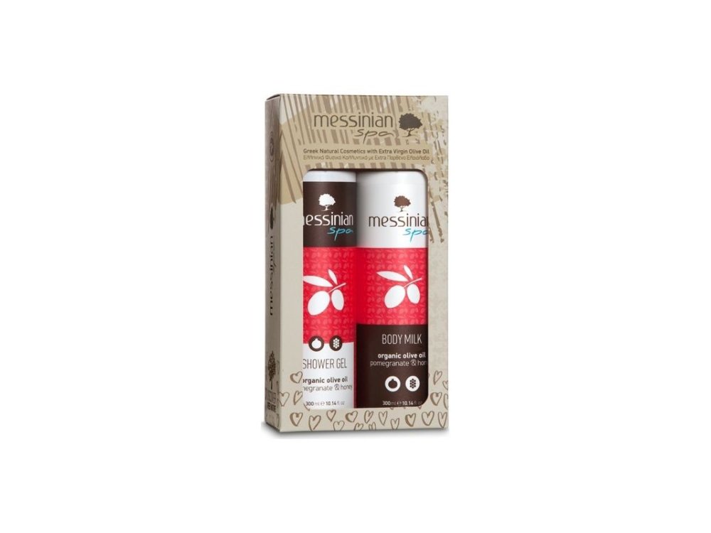 Messinian Spa Shower gel 300 ml+ Body milk 300 ml Pomegranate-Honey (ρόδι-μέλι) 